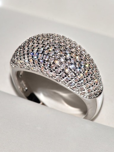 Brass Cubic Zirconia Geometric Luxury Ring