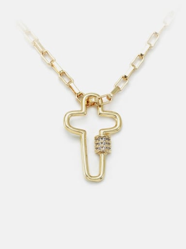 Brass  Hollow Cross Minimalist Necklace