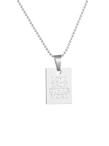 Stainless steel Geometric Necklace With words