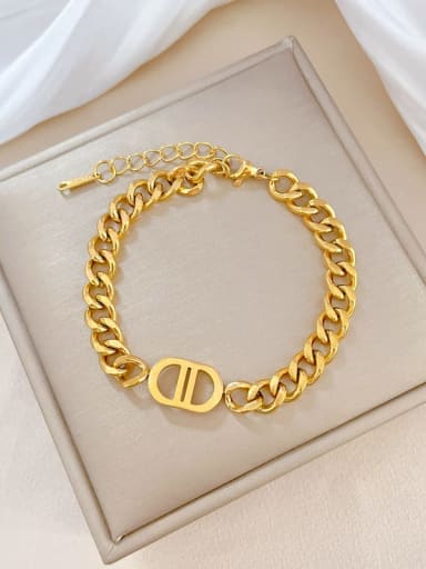 Gold color Titanium Steel Hip Hop Adjustable Bracelet