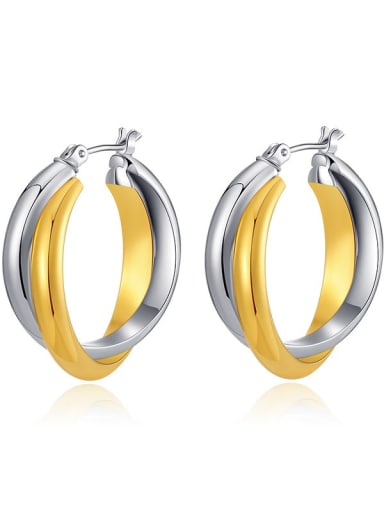KE0698 Brass Gold and silver trend 2023 tricolor Earring