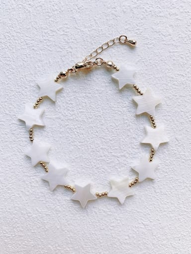Natural Shell Pentagram  Heart Handmade Beaded Bracelet