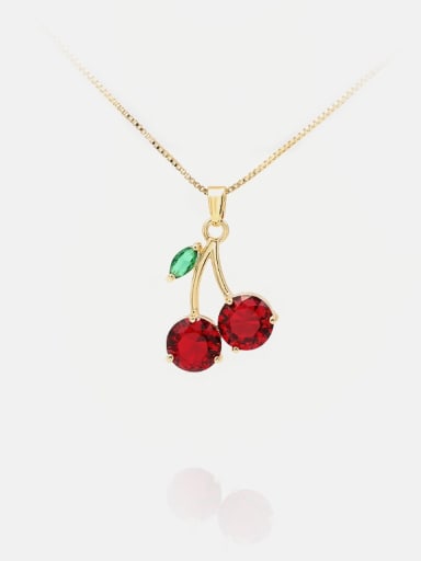 Brass Rhinestone Friut Cute Necklace