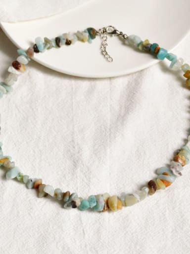 Y03 Amazon Stone Zinc Alloy Beads Crystal Bohemia Choker Necklace For summer