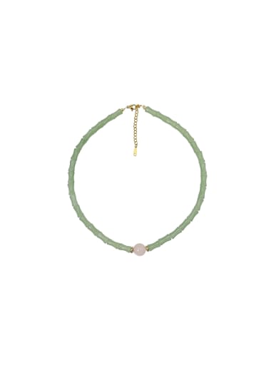 custom Vintage Geometric Alloy Freshwater Pearl Green Bracelet and Necklace Set