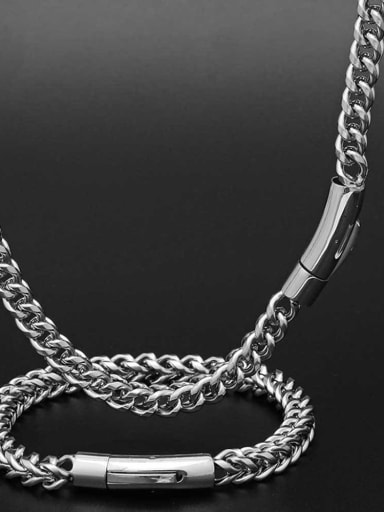 Steel , Gold, Smooth Buckle Stainless steel Hip Hop Keel Chain With multiple sizes