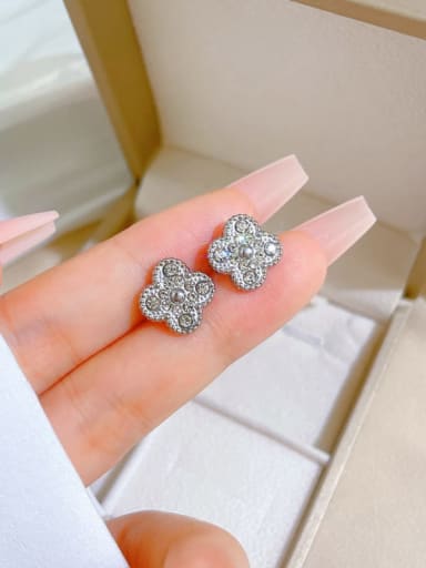 6643 CZ Stone, Silver Color Stainless steel Earring