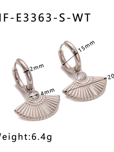HF E3363 S Steel Color, White Stone Stainless steel Cubic Zirconia Geometric Drop Earring