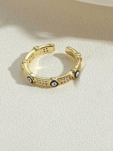 JZ0377-5,Black Brass Evil Eye Ring with 14K gold color