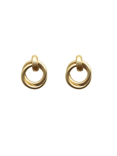 Brass Circle Geometric Minimalist Drop Earring