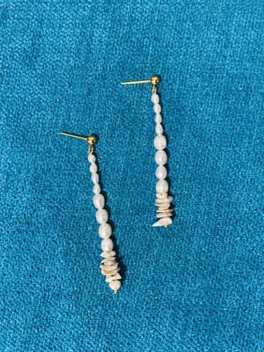 Broken Silver Earrings Titanium Steel Freshwater Pearl Threader Earring