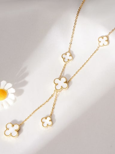 Titanium Steel Enamel Flower Necklace