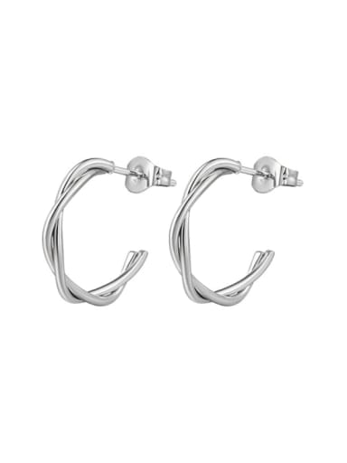 C-shaped small Fried Dough Twists Steel Stainless steel Geometric Minimalist Hoop Earring