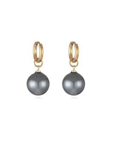 EA2088 10mm gray Stainless steel Imitation Pearl Geometric Minimalist Huggie Earring