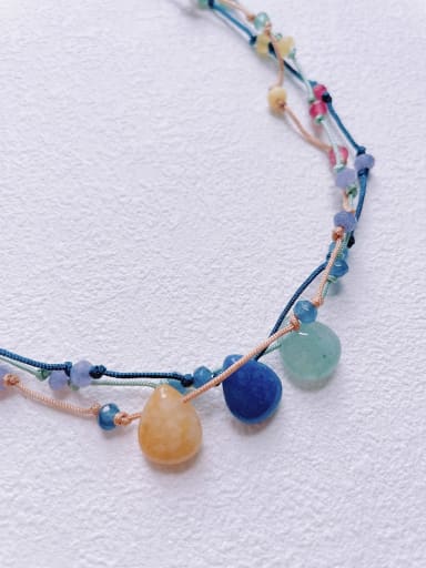 N-STLN-0002 Natural  Gemstone Crystal  Bead  Water Drop Pendant Minimalist Handmade Beaded Necklace