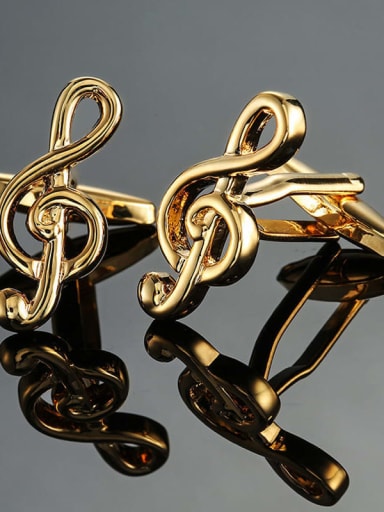 Golden treble symbol Brass Geometric Trend Cuff Link
