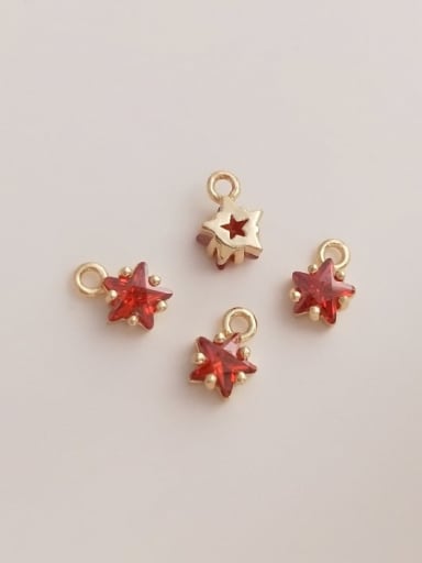 N-DIY-010 Red Garnet  Chain Multi Color Pentagram Pendant  Minimalist Handmade Beaded Necklace