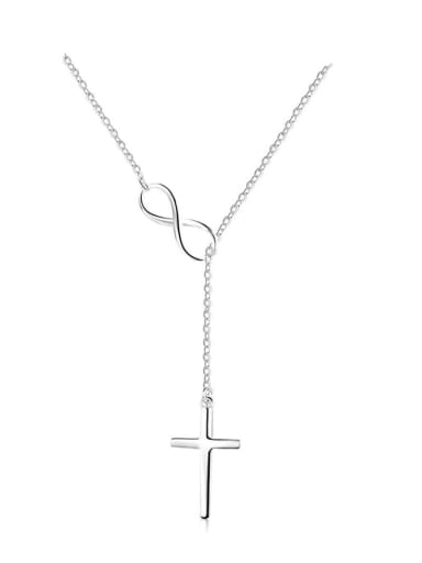 SKU:Dzg419, Steel Color Stainless steel Lariat Cross Friend Necklace with waterproof