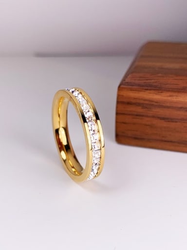 Starry Sky Gold Single Row Ring Titanium Steel Minimalist Ring