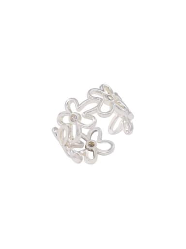 Alloy Cubic Zirconia Flower Dainty Band Ring