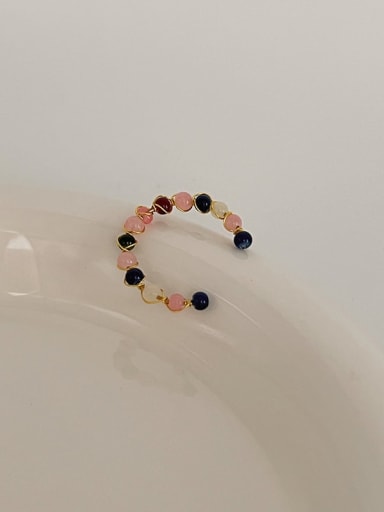 Brass Synthetic Crystal Minimalist Bead Ring