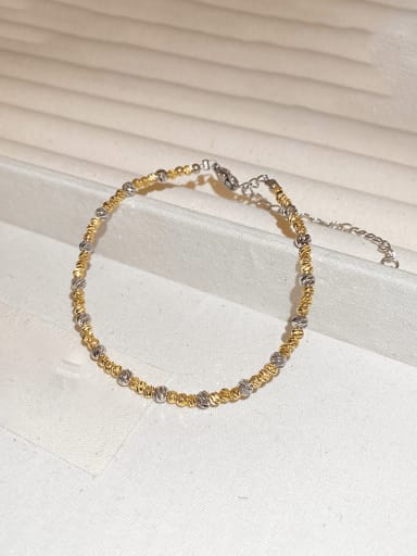 Bracelet gold +white gold Brass Vintage Irregular  Bracelet and Necklace Set