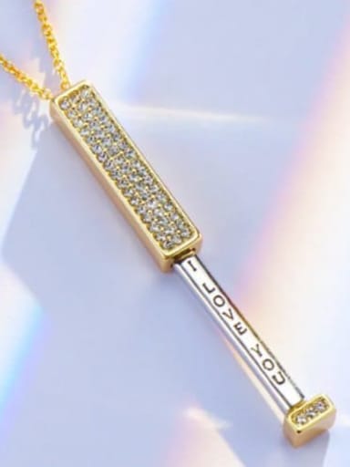 Gold color Brass Cubic Zirconia Rectangle Necklace with customize