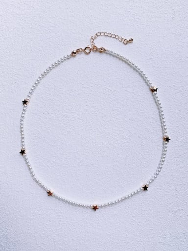 Pentagram N-PEMT-0017 Natural Round Shell Beads  Flower Minimalist Handmade Beaded Necklace