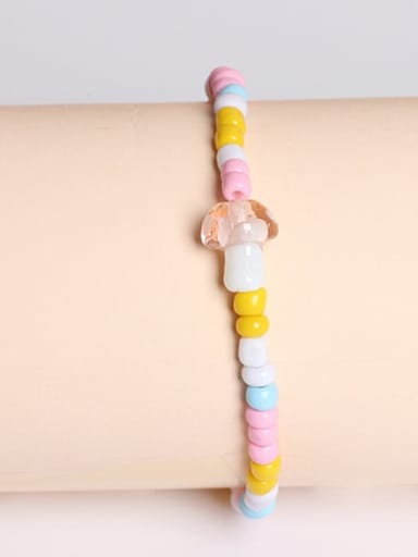 Pink mushroom Color Bracelet Bead Mushroom Cute Handmade Beaded Bracelet
