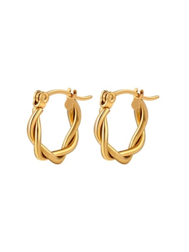 Small Fried Dough Twists Gold Stainless steel Geometric Minimalist Hoop Earring