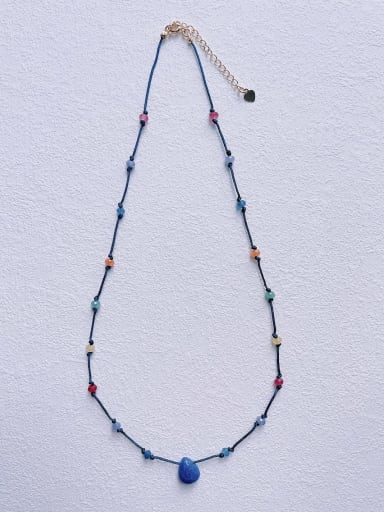 Color 2 N-STLN-0002 Natural  Gemstone Crystal  Bead  Water Drop Pendant Minimalist Handmade Beaded Necklace