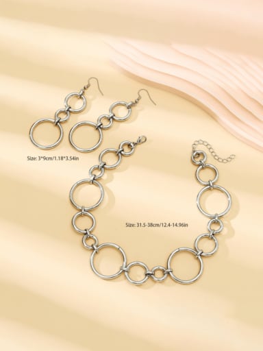 Zinc Alloy Minimalist Geometric Earring and Necklace Choker Set