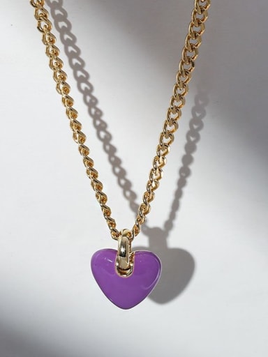 Brass Pink Bold Heart Necklace