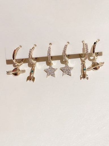 Brass Cubic Zirconia Star Dainty Huggie Earring