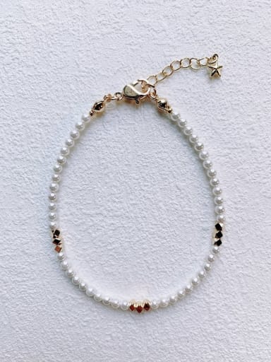 Brass Natural Shell Beads Handmade Beaded Bracelet