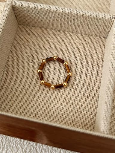 Brass Synthetic Crystal Minimalist Bead Ring