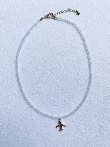 N-DIY-0031 Natural Gemstone Crystal Beads Chain Airplane Pendant Handmade Beaded Necklace