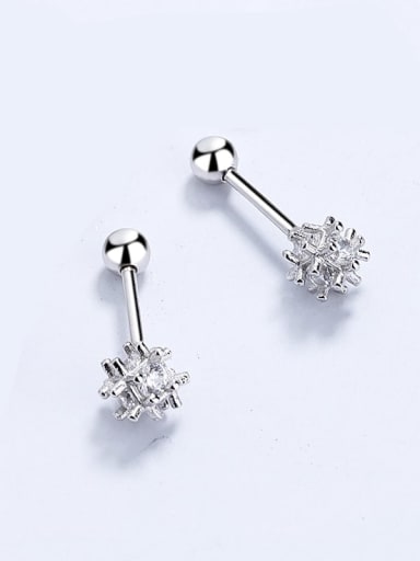 White diamond 5mm 925 Sterling Silver Cubic Zirconia Geometric Dainty Drop Earring