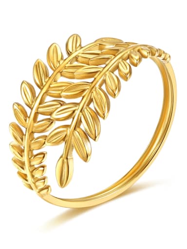gold Color Titanium Steel Leaf Ring