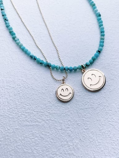 N-DIY-0026 Natural  Gemstone Crystal Beads Chain Smiley Pendant Handmade Beaded Necklace