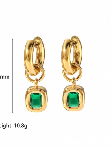 TE6040 GN, Earring Titanium Steel Drop Stone Earring with 2 colors