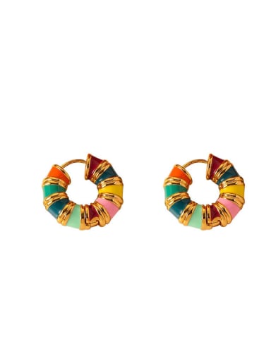 Brass multiple color Enamel Geometric Artisan Stud Earring