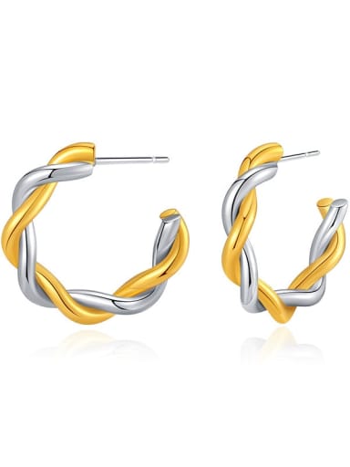 KE0695 Brass Gold and silver trend 2023 tricolor Earring