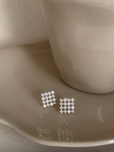 Alloy Cubic Zirconia Square Dainty Stud Earring