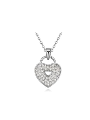 Copper Cubic Zirconia White Heart Trend Necklace
