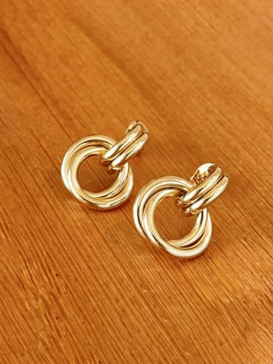 Titanium Steel Double Ring Geometric Minimalist Drop Earring