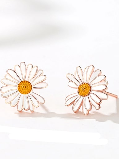 925 Sterling Silver chrysanthemum Flower Cute Stud Earring