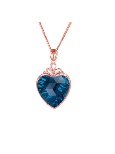 custom Brass Imitation Blue Topaz Trend  Heart Pendant