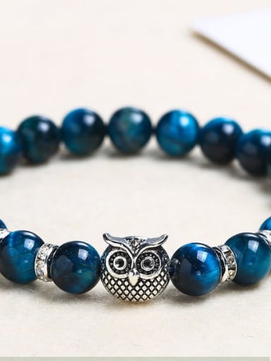 Sapphire blue Alloy Tiger Eye Owl Minimalist Handmade Beaded Bracelet/Multi-color optional