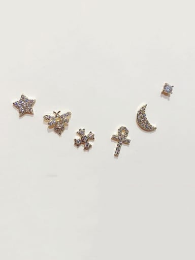 Brass Rhinestone Star Minimalist Stud Earring